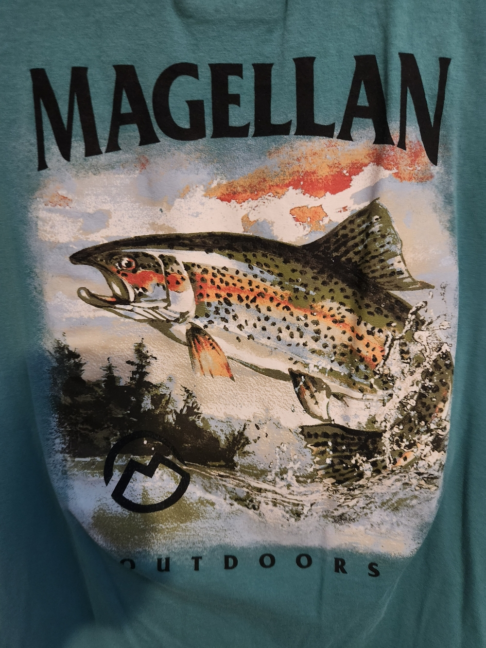 Magellan Outdoors Teal Short Sleeve Fishing Graphic Tee